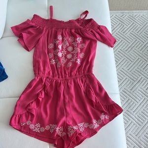 NWOT Bebe Girls Ruffled Embroidered Romper